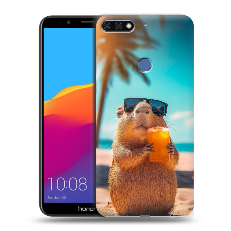 Пластиковый чехол на Huawei Honor 7C Pro с принтом Капибара Пластиковый чехол на Huawei Honor 7C Pro с принтом Капибара
