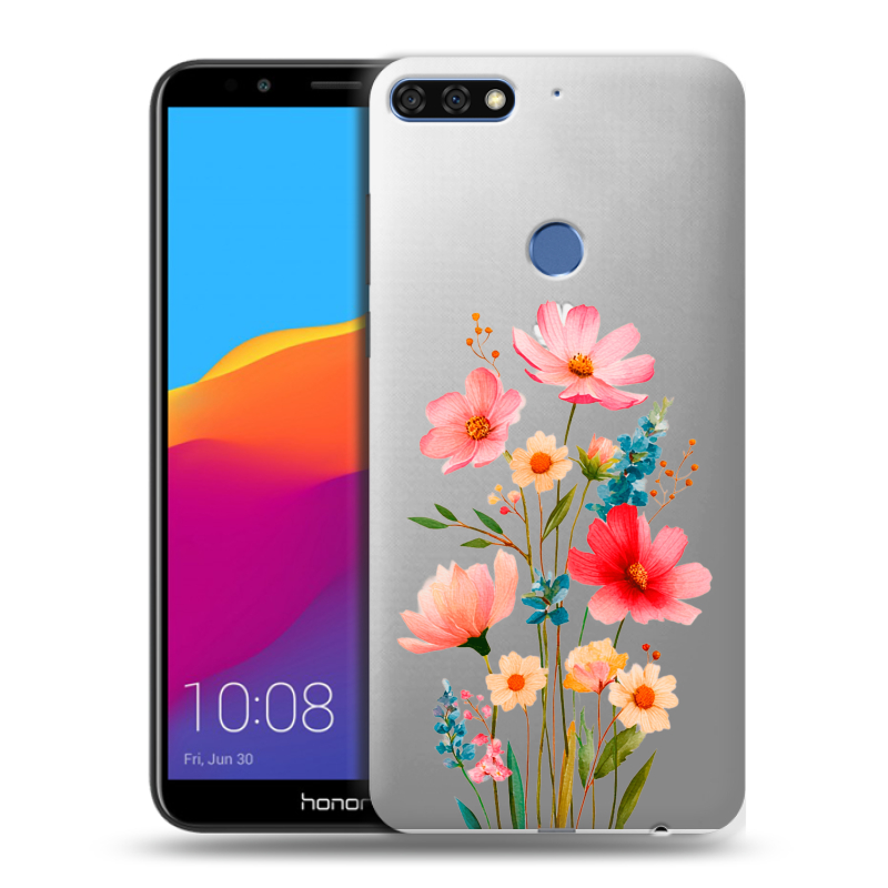 Пластиковый чехол на Huawei Honor 7C Pro с принтом Цветы Пластиковый чехол на Huawei Honor 7C Pro с принтом Цветы