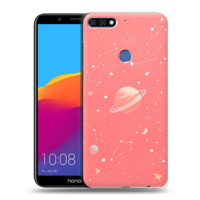 Пластиковый чехол на Huawei Honor 7C Pro с принтом Розовый космос Пластиковый чехол на Huawei Honor 7C Pro с принтом Розовый космос