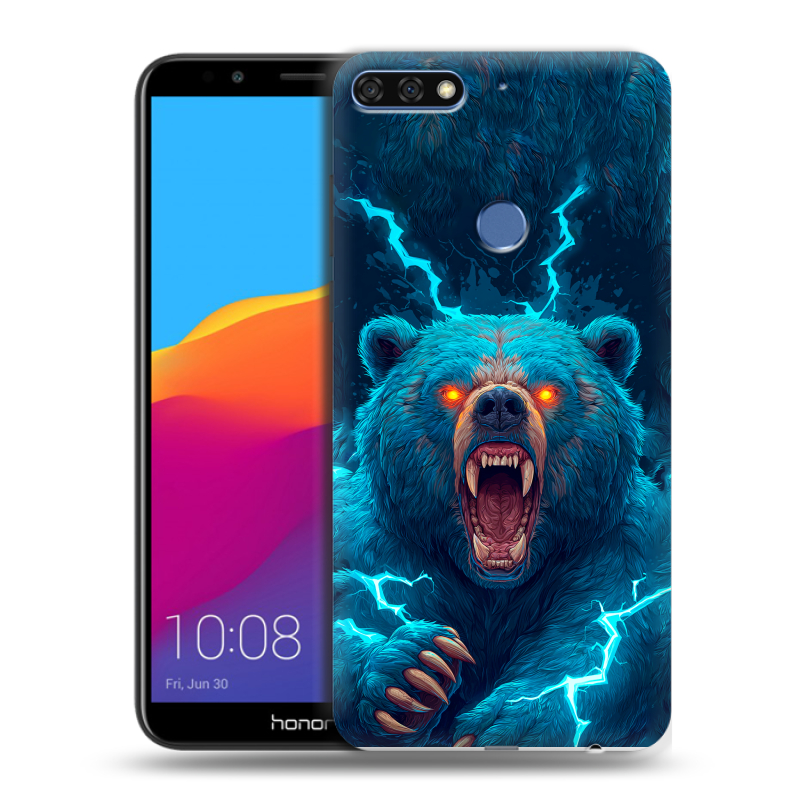 Пластиковый чехол на Huawei Honor 7C Pro с принтом Медведь Пластиковый чехол на Huawei Honor 7C Pro с принтом Медведь