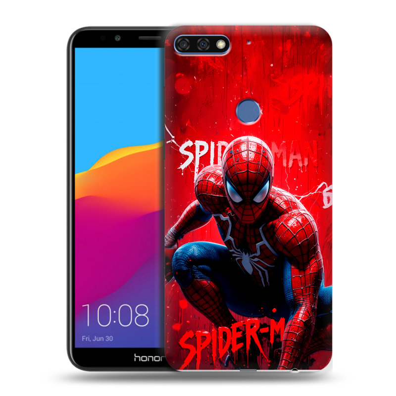 Пластиковый чехол на Huawei Honor 7C Pro с принтом Spiderman Человек паук Пластиковый чехол на Huawei Honor 7C Pro с принтом Spiderman Человек паук