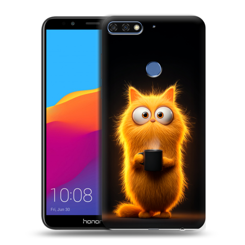 Пластиковый чехол на Huawei Honor 7C Pro с принтом Смешной кот Пластиковый чехол на Huawei Honor 7C Pro с принтом Смешной кот
