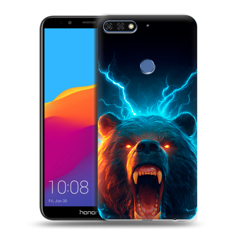 Пластиковый чехол на Huawei Honor 7C Pro с принтом Медведь Пластиковый чехол на Huawei Honor 7C Pro с принтом Медведь