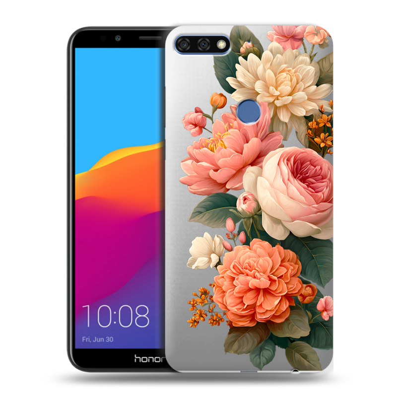 Пластиковый чехол на Huawei Honor 7C Pro с принтом цветы Пластиковый чехол на Huawei Honor 7C Pro с принтом цветы