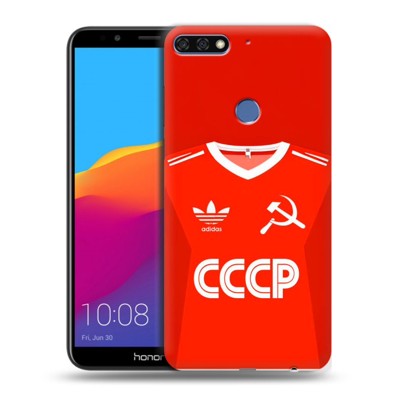 Пластиковый чехол на Huawei Honor 7C Pro с принтом Флаг Герб СССР Пластиковый чехол на Huawei Honor 7C Pro с принтом Флаг Герб СССР