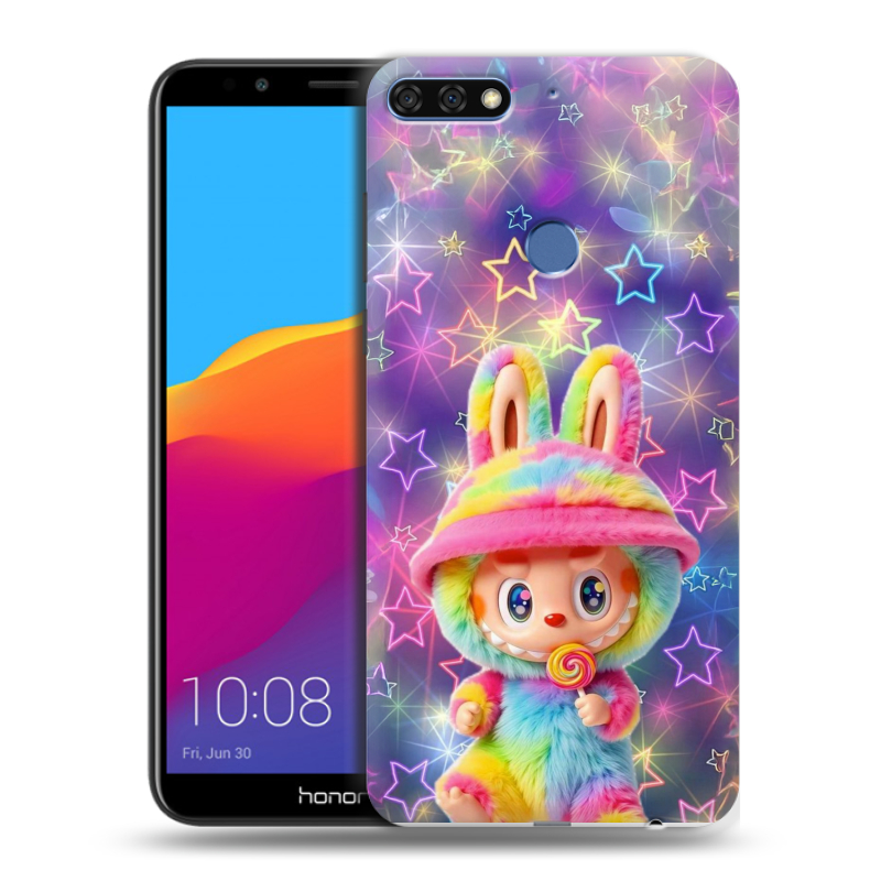 Пластиковый чехол на Huawei Honor 7C Pro с принтом Labubu Лабубу Пластиковый чехол на Huawei Honor 7C Pro с принтом Labubu Лабубу