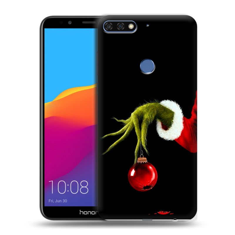 Пластиковый чехол на Huawei Honor 7C Pro с принтом Новый год Гринч Пластиковый чехол на Huawei Honor 7C Pro с принтом Новый год Гринч