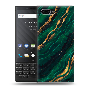 Пластиковый чехол на BlackBerry KEY2 с принтом Мрамор зеленое золото Пластиковый чехол на BlackBerry KEY2 с принтом Мрамор зеленое золото