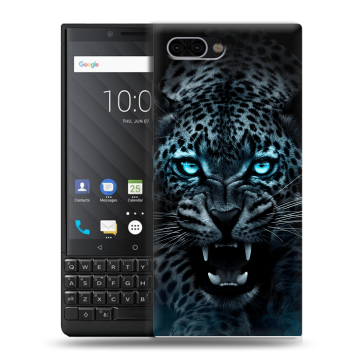 Пластиковый чехол на BlackBerry KEY2 с принтом Темный леопард Пластиковый чехол на BlackBerry KEY2 с принтом Темный леопард