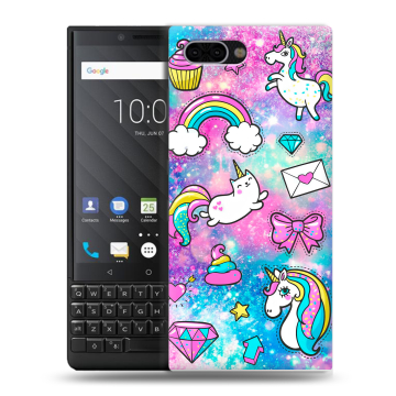 Пластиковый чехол на BlackBerry KEY2 с принтом Единороги Пластиковый чехол на BlackBerry KEY2 с принтом Единороги