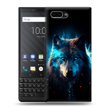 Пластиковый чехол на BlackBerry KEY2 с принтом Волк ночной Пластиковый чехол на BlackBerry KEY2 с принтом Волк ночной