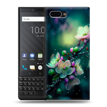 Пластиковый чехол на BlackBerry KEY2 с принтом Цветы и мрамор Пластиковый чехол на BlackBerry KEY2 с принтом Цветы и мрамор