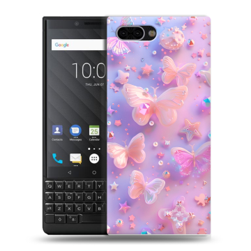 Пластиковый чехол на BlackBerry KEY2 с принтом Бабочки Пластиковый чехол на BlackBerry KEY2 с принтом Бабочки