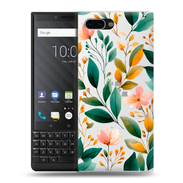 Пластиковый чехол на BlackBerry KEY2 с принтом Цветы паттерн Пластиковый чехол на BlackBerry KEY2 с принтом Цветы паттерн