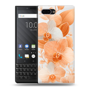 Пластиковый чехол на BlackBerry KEY2 с принтом Бежевые цветы Пластиковый чехол на BlackBerry KEY2 с принтом Бежевые цветы