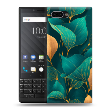 Пластиковый чехол на BlackBerry KEY2 с принтом Листья и золото Пластиковый чехол на BlackBerry KEY2 с принтом Листья и золото