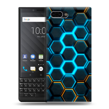 Пластиковый чехол на BlackBerry KEY2 с принтом Неоновые соты Пластиковый чехол на BlackBerry KEY2 с принтом Неоновые соты