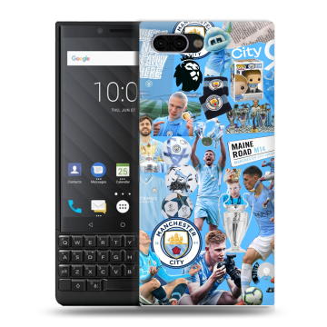 Пластиковый чехол на BlackBerry KEY2 с принтом Man City Манчестер Сити