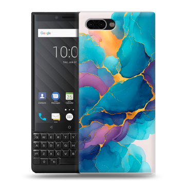 Пластиковый чехол на BlackBerry KEY2 с принтом Мрамор блестки