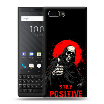 Пластиковый чехол на BlackBerry KEY2 с принтом смешной скелет