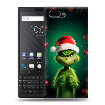 Пластиковый чехол на BlackBerry KEY2 с принтом Гринч Новый год Рождество