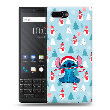 Пластиковый чехол на BlackBerry KEY2 с принтом Стич Новый год