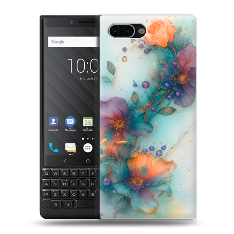 Пластиковый чехол на BlackBerry KEY2 с принтом Акварельные цветы Пластиковый чехол на BlackBerry KEY2 с принтом Акварельные цветы