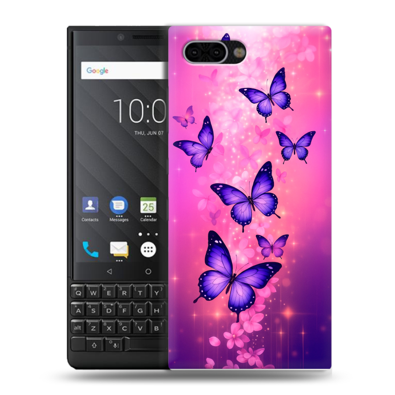 Пластиковый чехол на BlackBerry KEY2 с принтом Бабочки Пластиковый чехол на BlackBerry KEY2 с принтом Бабочки