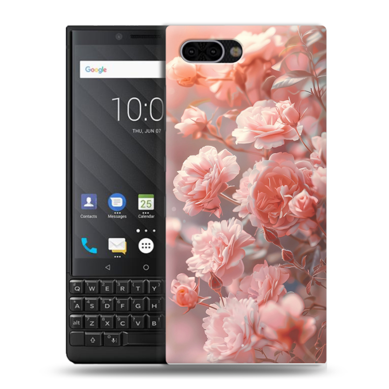 Пластиковый чехол на BlackBerry KEY2 с принтом Розовые розы Пластиковый чехол на BlackBerry KEY2 с принтом Розовые розы