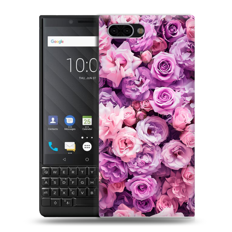 Пластиковый чехол на BlackBerry KEY2 с принтом лавандовые розы Пластиковый чехол на BlackBerry KEY2 с принтом лавандовые розы