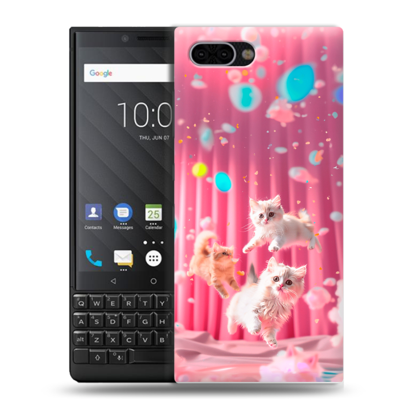 Пластиковый чехол на BlackBerry KEY2 с принтом милые котики Пластиковый чехол на BlackBerry KEY2 с принтом милые котики