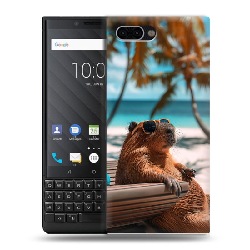 Пластиковый чехол на BlackBerry KEY2 с принтом Капибара Пластиковый чехол на BlackBerry KEY2 с принтом Капибара