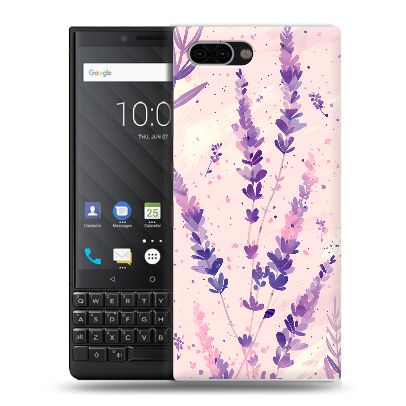 Пластиковый чехол на BlackBerry KEY2 с принтом цветы лаванда Пластиковый чехол на BlackBerry KEY2 с принтом цветы лаванда