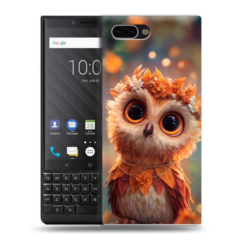 Пластиковый чехол на BlackBerry KEY2 с принтом Милая сова Пластиковый чехол на BlackBerry KEY2 с принтом Милая сова