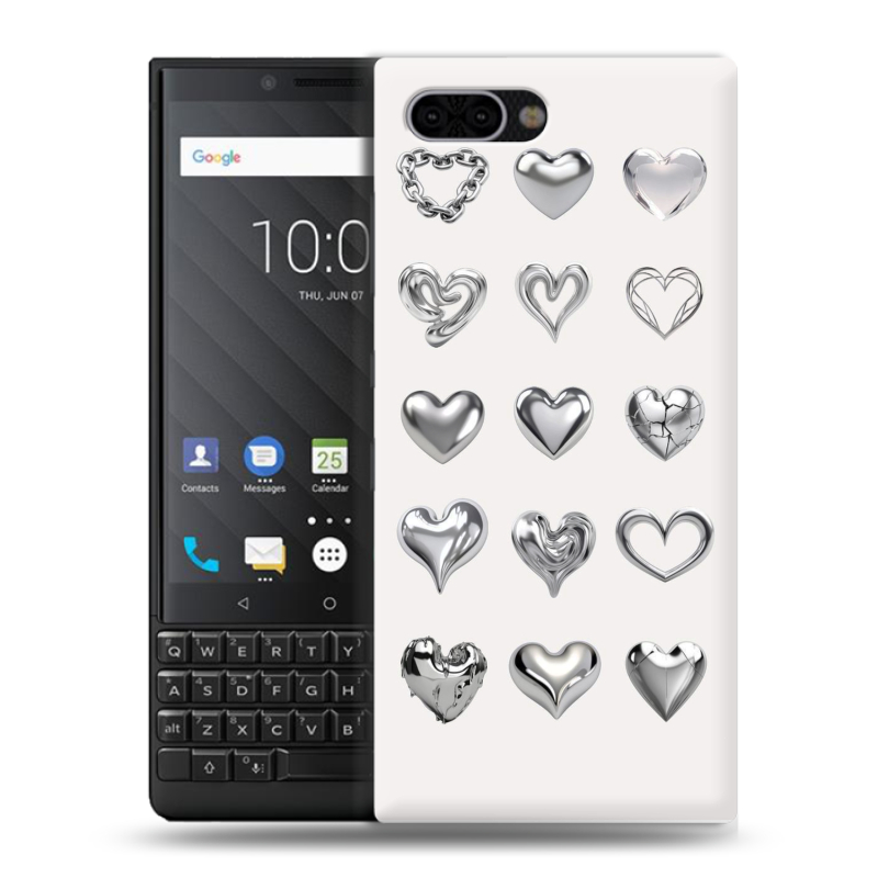 Пластиковый чехол на BlackBerry KEY2 с принтом Y2K сердечки Пластиковый чехол на BlackBerry KEY2 с принтом Y2K сердечки