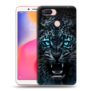Силиконовый чехол на Xiaomi RedMi 6 с принтом Темный леопард Силиконовый чехол на Xiaomi RedMi 6 с принтом Темный леопард