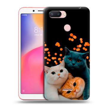 Силиконовый чехол на Xiaomi RedMi 6 с принтом Кошки Силиконовый чехол на Xiaomi RedMi 6 с принтом Кошки