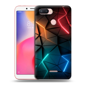 Силиконовый чехол на Xiaomi RedMi 6 с принтом Абстракция неон Силиконовый чехол на Xiaomi RedMi 6 с принтом Абстракция неон