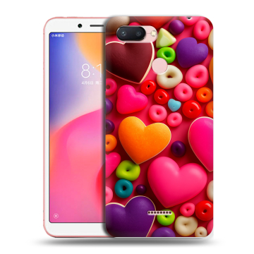 Силиконовый чехол на Xiaomi RedMi 6 с принтом Сердечки