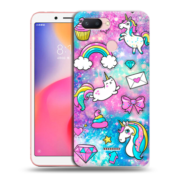 Силиконовый чехол на Xiaomi RedMi 6 с принтом Единороги Силиконовый чехол на Xiaomi RedMi 6 с принтом Единороги