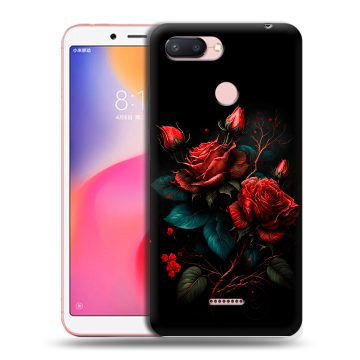 Силиконовый чехол на Xiaomi RedMi 6 с принтом Розы красные Силиконовый чехол на Xiaomi RedMi 6 с принтом Розы красные