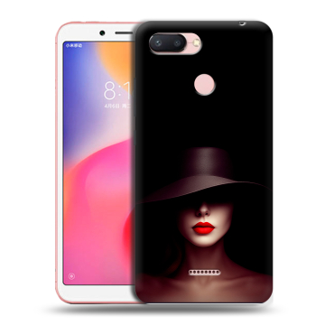 Силиконовый чехол на Xiaomi RedMi 6 с принтом Девушка в шляпе Силиконовый чехол на Xiaomi RedMi 6 с принтом Девушка в шляпе
