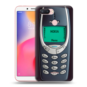 Силиконовый чехол на Xiaomi RedMi 6 с принтом Старый телефон Силиконовый чехол на Xiaomi RedMi 6 с принтом Старый телефон