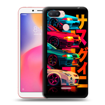 Силиконовый чехол на Xiaomi RedMi 6 с принтом Гоночные машины Силиконовый чехол на Xiaomi RedMi 6 с принтом Гоночные машины