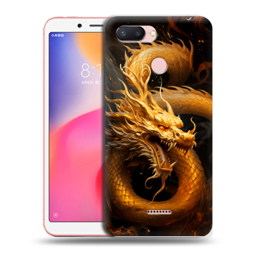 Силиконовый чехол на Xiaomi RedMi 6 с принтом Золотой дракон Силиконовый чехол на Xiaomi RedMi 6 с принтом Золотой дракон