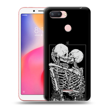 Силиконовый чехол на Xiaomi RedMi 6 с принтом Поцелуй скелетов Силиконовый чехол на Xiaomi RedMi 6 с принтом Поцелуй скелетов