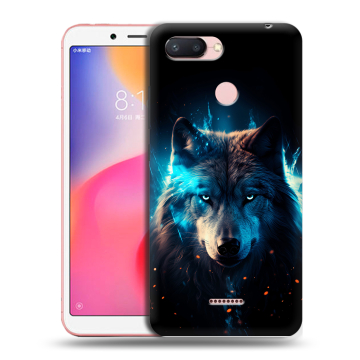 Силиконовый чехол на Xiaomi RedMi 6 с принтом Волк ночной Силиконовый чехол на Xiaomi RedMi 6 с принтом Волк ночной