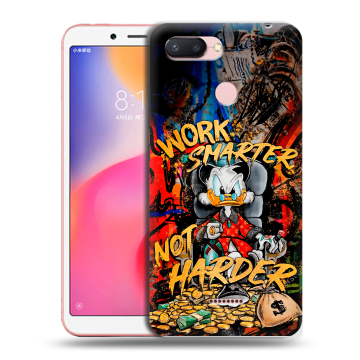 Силиконовый чехол на Xiaomi RedMi 6 с принтом Дональд Дак Деньги Силиконовый чехол на Xiaomi RedMi 6 с принтом Дональд Дак Деньги