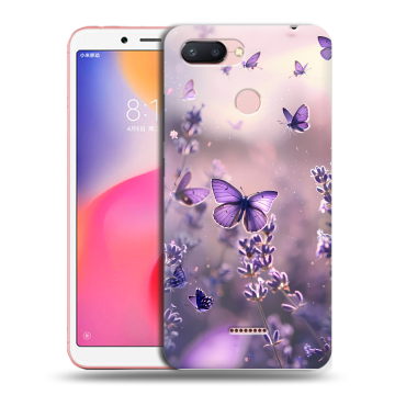 Силиконовый чехол на Xiaomi RedMi 6 с принтом бабочки и лаванда Силиконовый чехол на Xiaomi RedMi 6 с принтом бабочки и лаванда