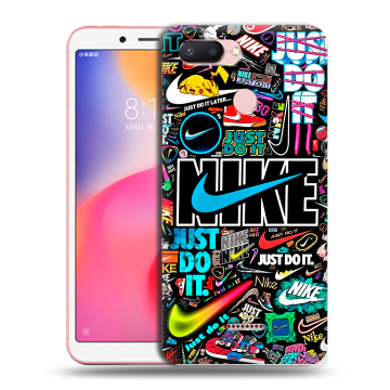 Силиконовый чехол на Xiaomi RedMi 6 с принтом найк nike черный Силиконовый чехол на Xiaomi RedMi 6 с принтом найк nike черный